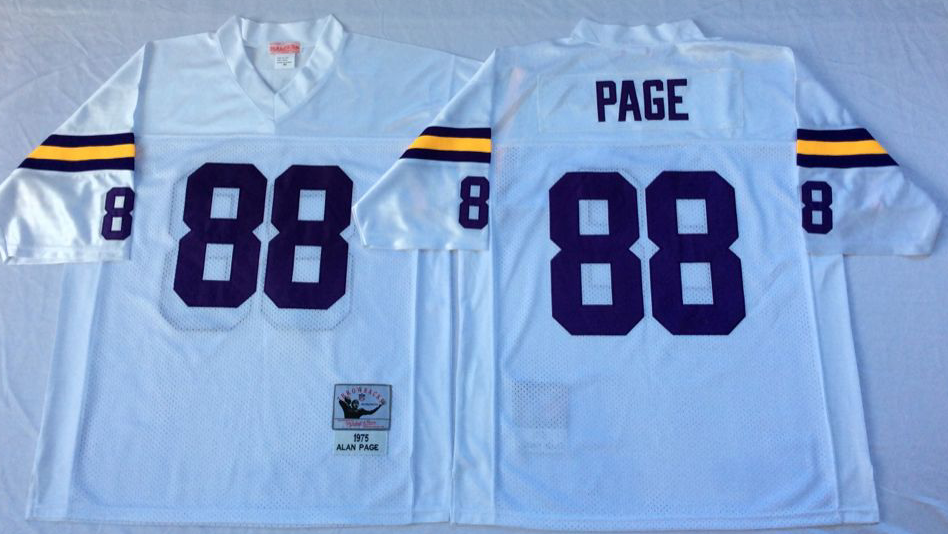 Men NFL Minnesota Vikings #88 Page white Mitchell Ness jerseys->minnesota vikings->NFL Jersey